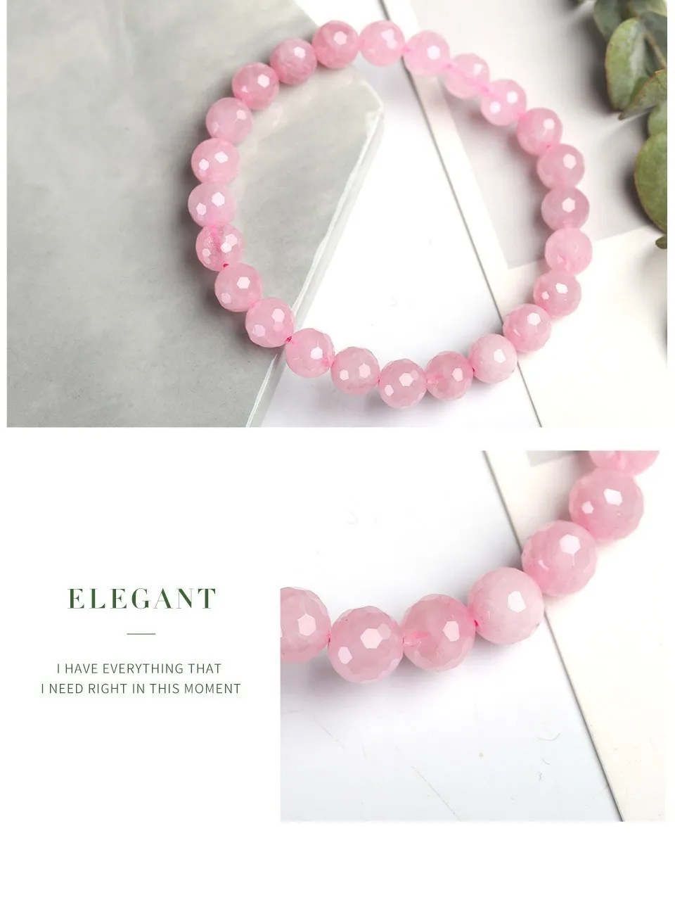 JD 5A Madagaskar Natürliche Rose Quartz Perle Armband Frauen Mädchen Mode Stein Handgemachte Festigkeit Yoga Healing Energie Schmuck Geschenk – Detail 6
