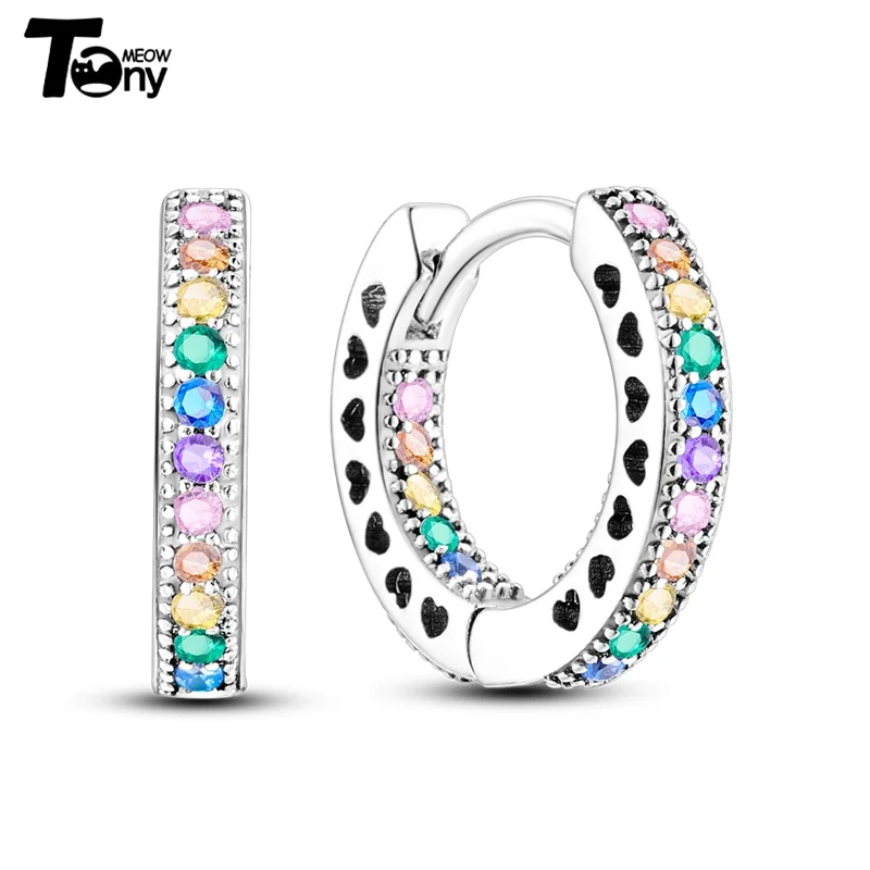 925 Sterling Silver Hoop Earrings For Women Star Moon Paint Feather Musical Note Colorful Zircon Fashion Earrings Women Gift