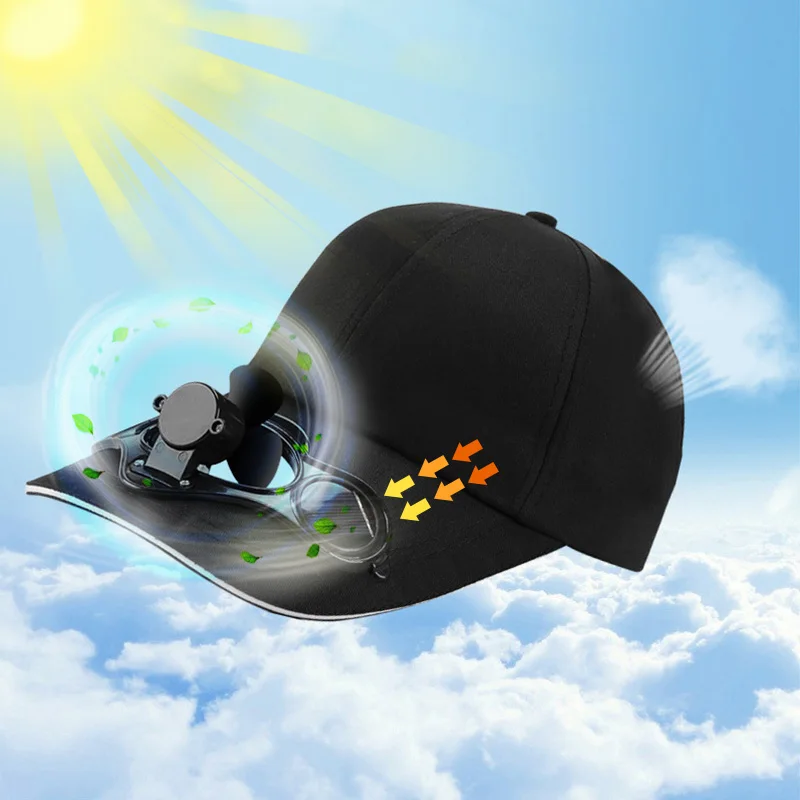 Sunscreen Solar Powered Fan Hat Summer Outdoor Sport Hats Sun Protection  Cap With Solar Cool Fan Bicycling Climbing Baseball Cap