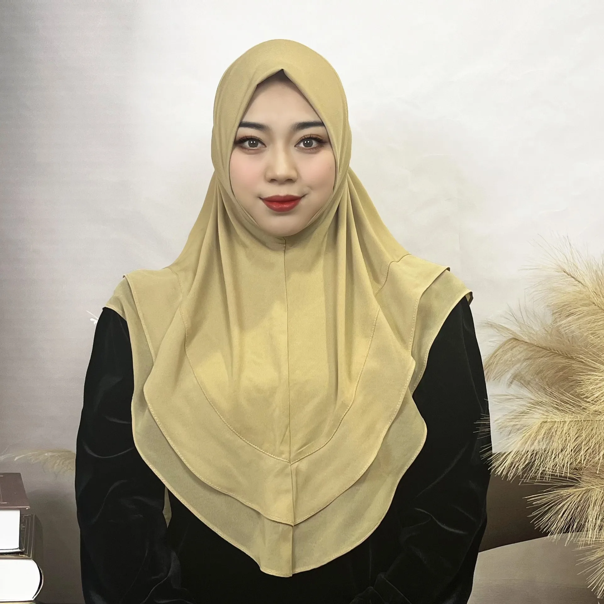 Hijab Musulmano Donna Ruffles One Piece Amira Islamico Foulard Pull On Ready Made To Wear Scialle Wrap Khimar Niqab Arabo Hijab