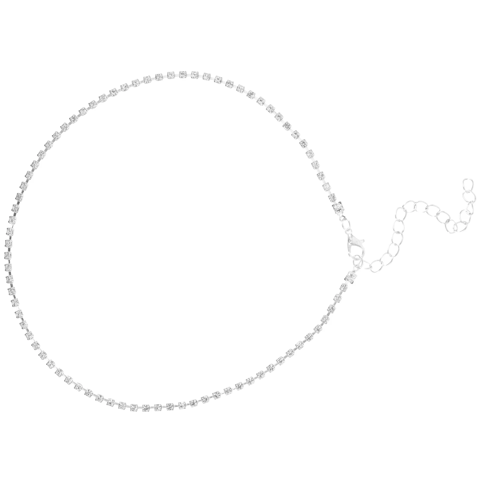 

Simple Necklace Silver for Women Chain Necklaces Shiny Sparkling Prom Rhinestone