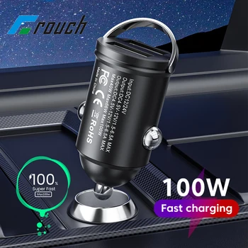 Caricabatteria da auto Dual USB caricabatteria da auto QC3.0 a ricarica rapida adattatore da 100W caricatore per cellulare con anello di trazione per auto