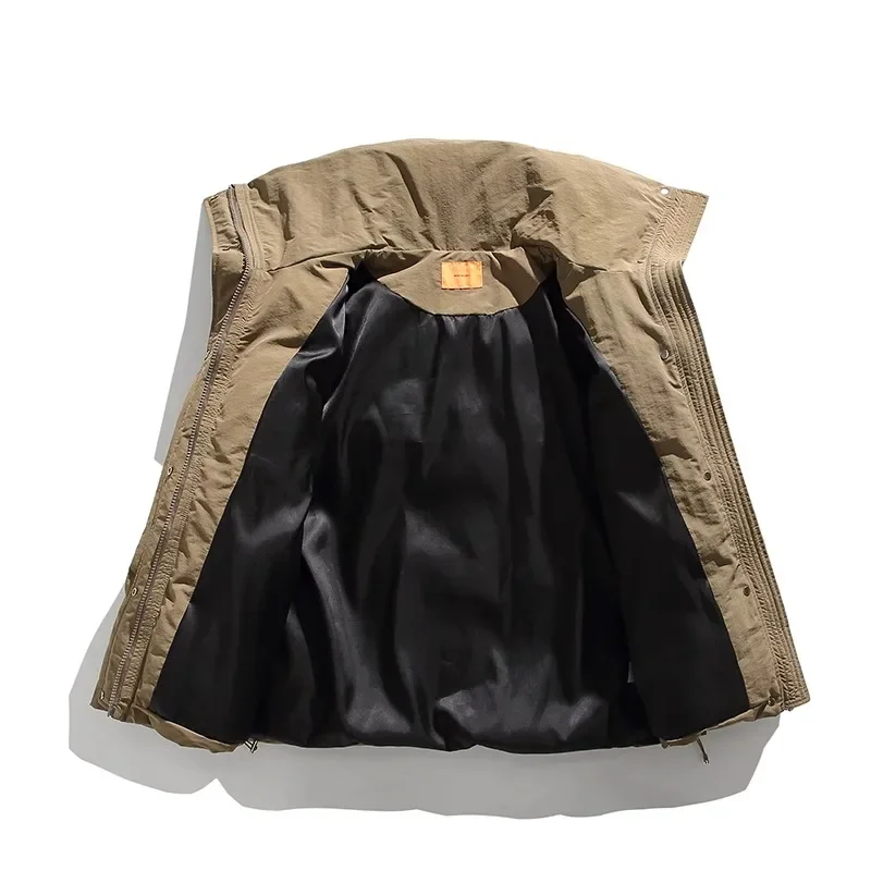 Casual Warm Winter Parkas Men Solid Loose Turn Down Collar Padded Jackets Male Thicken Coats Man