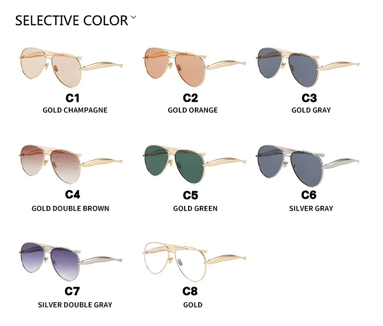 Ovale Piloten-Sonnenbrille aus Vintage-Legierung für Damen, neue Modemarke, Champagner-Farbverlauf-Sonnenbrille, trendige Damen-Fahrbrille – Detail 6
