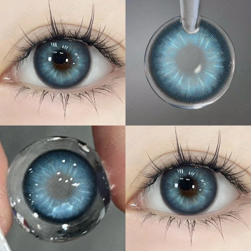 EYESHARE زوج واحد من العدسات اللاصقة الملونة للعيون عدسات العين الكبيرة عدسات زرقاء عدسات رمادية عدسات بنية عدسات تجميلية سنوية