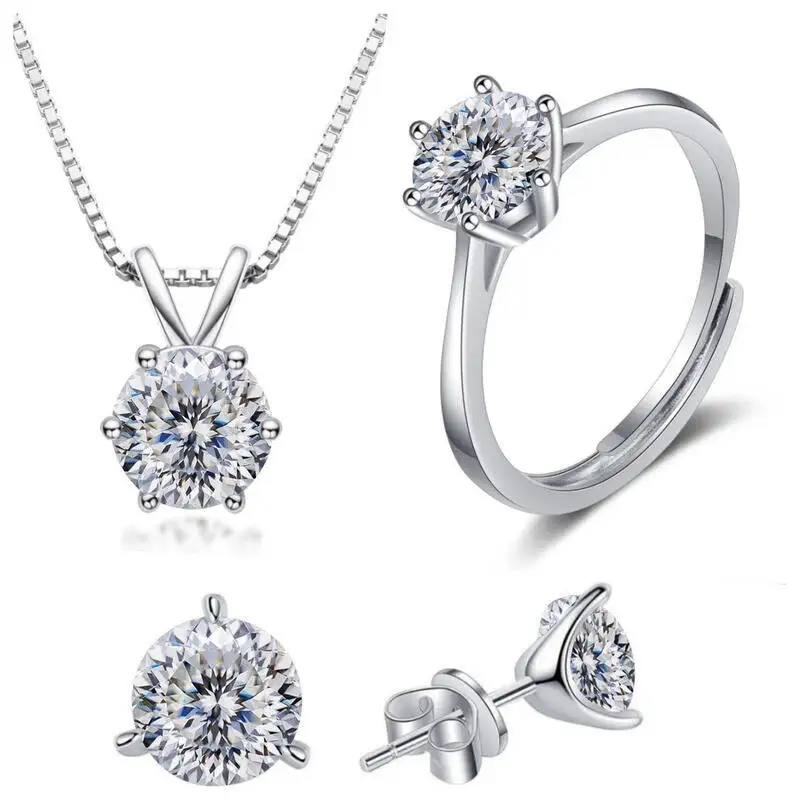 JoiasHome 4CT VVS1 Moissanite 쥬얼리 세트  펜던트 목걸이 반..