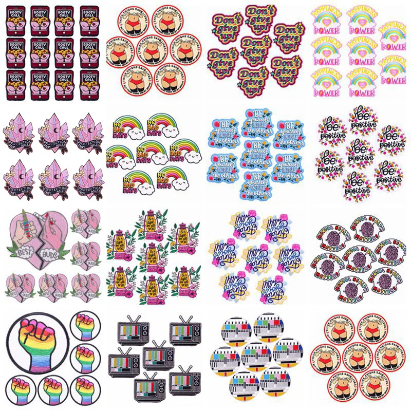 

Prajna Wholesale 10PCS Cartoon Rainbow Letter Embroidery Patches On Clothes Iron On Patches For Clothing Gay Pride Patch Sticker