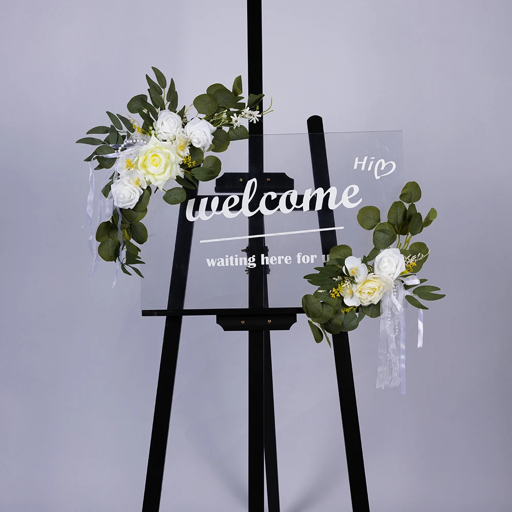 50cm 2Pcs Artificial Flower Swag Floral Swag Garland Wedding Arch Flowers Kit for Sign Rustic Artificial Floral Swag Arch Deco