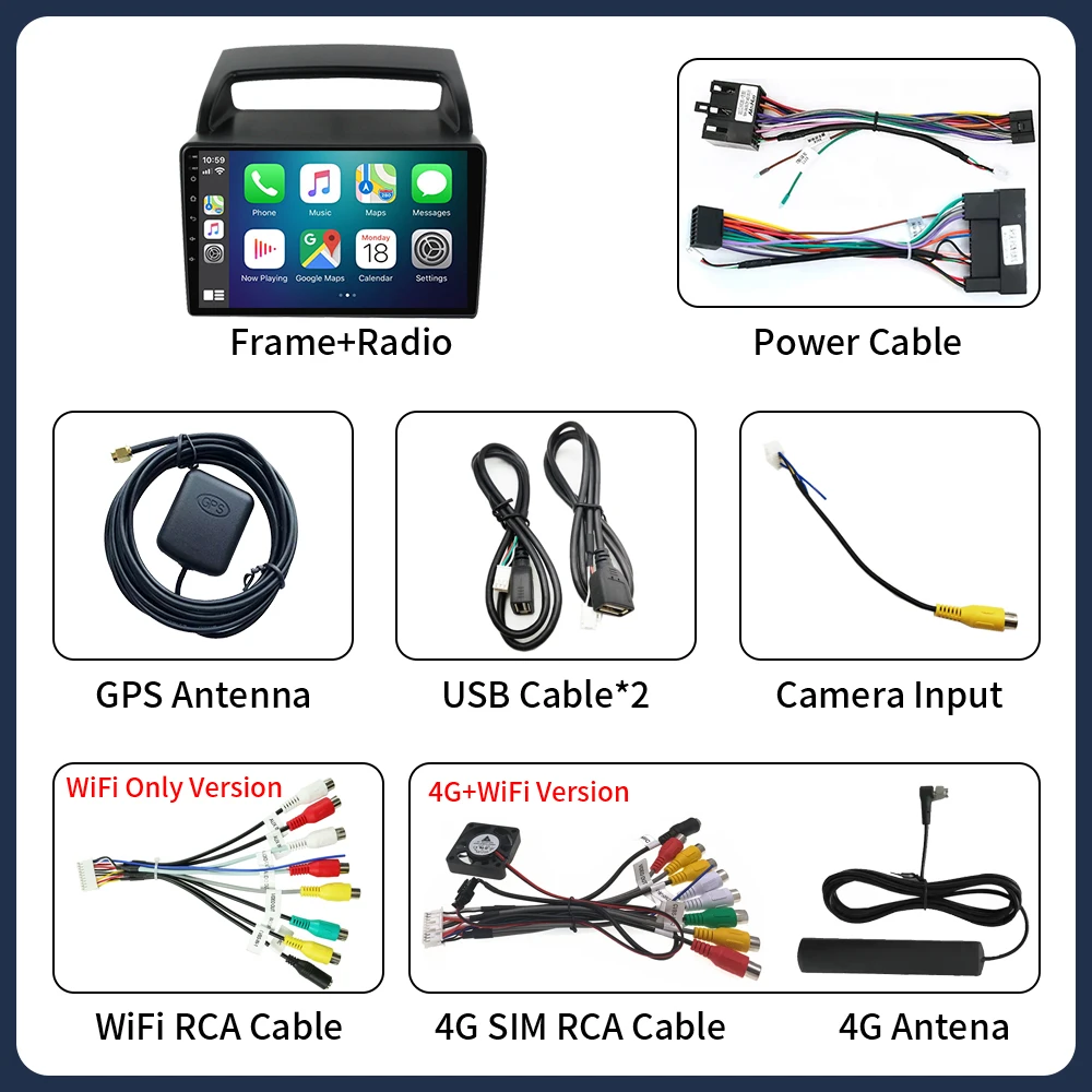 Android 16 coche para KIA Carnival VQ 2006 - 2014 Carplay Auto Radio reproductor Multimedia Auto Radio GPS navegación TV unidad principal 6