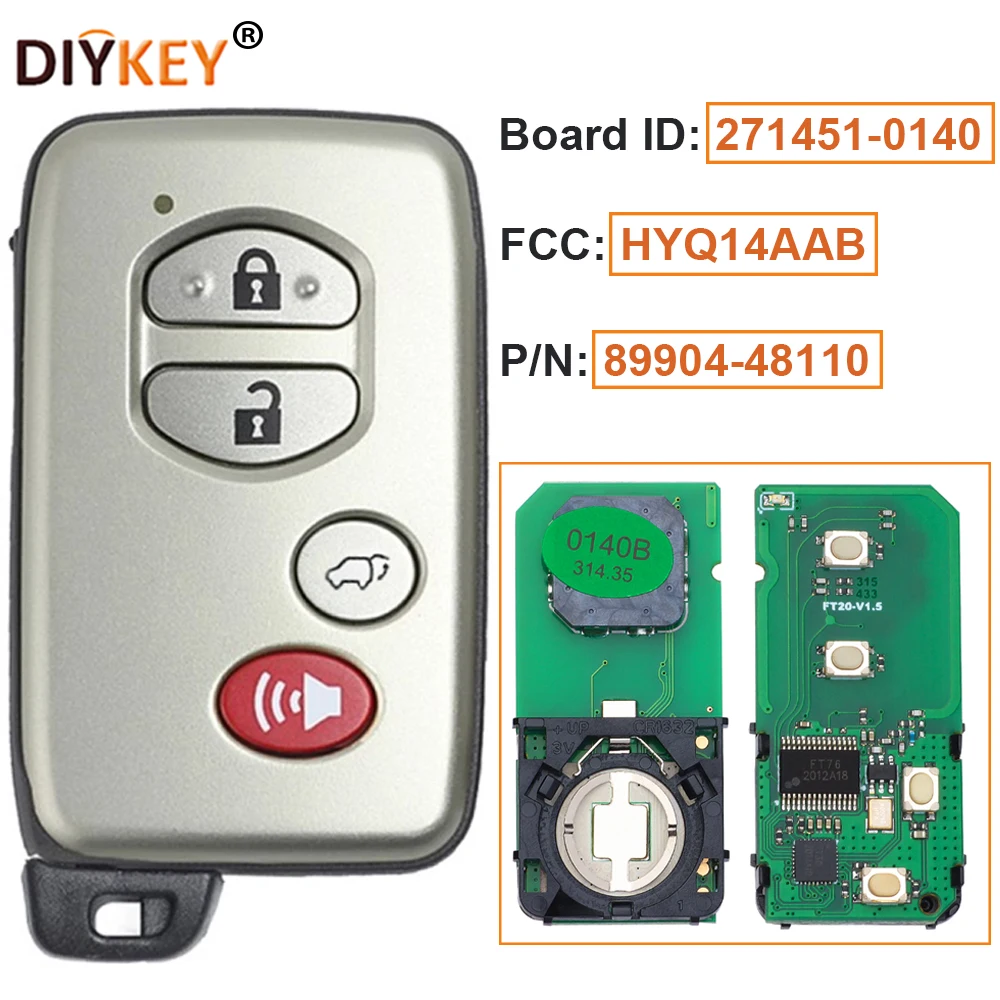 ФКС: HYQ14AAB 314 МГц идентификатор платы: 271451-0140 4B для Toyota Highlander RAV4 Sequoia P/N: 89904-48110 |