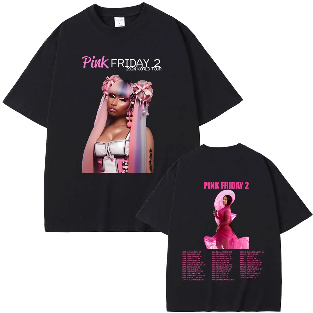 

Rap Queeen Nicki Minaj Pink Friday 2 Album Print T-shirt Male Fashion Hip Hop T Shirts Men Women Vintage Oversized Streetwear