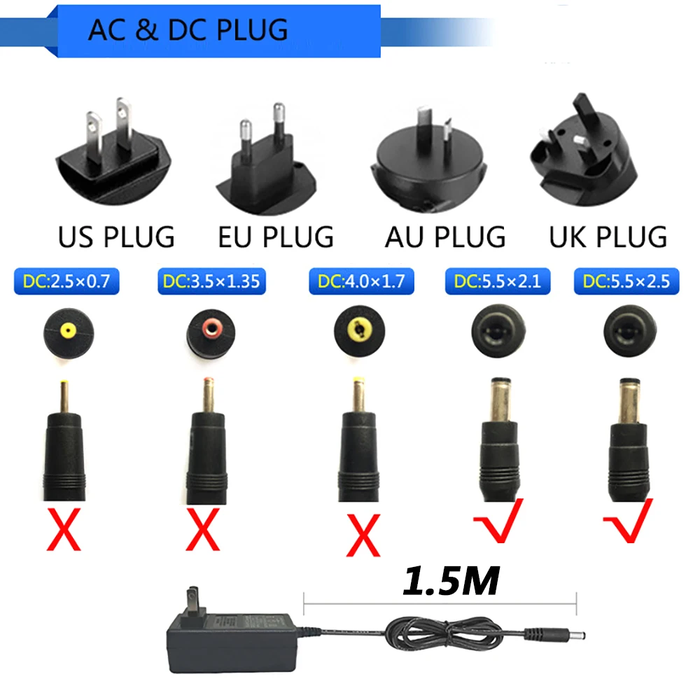 15V 1A 1000mA 자동차 점프 스타터 비상 DC 5.5*2.1mm 케이블 1.5mm에 대 한 고품질 AC/DC 어댑터 전원 어댑터 충전기