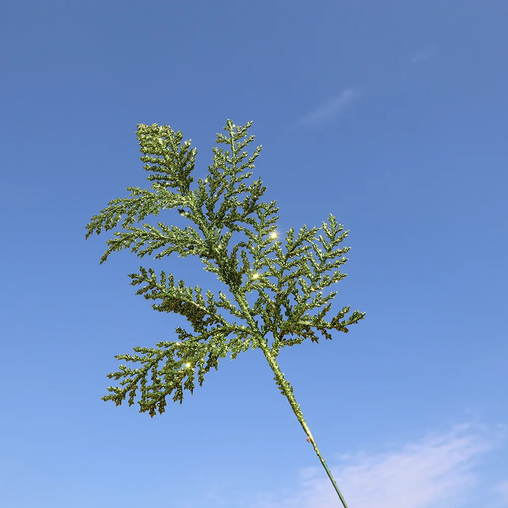 

Golden Powder Simulation Green Plant Pine Branch Home Party Garden Decoration Christmas Tree Environment Protect Setting Supply