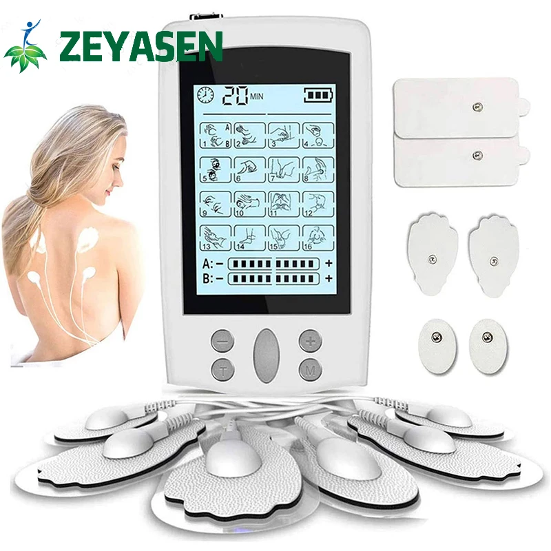 TensEmsMuscleStimulator15Modes8PadsPainReliefElectricPulseImpulseMassagerMachine