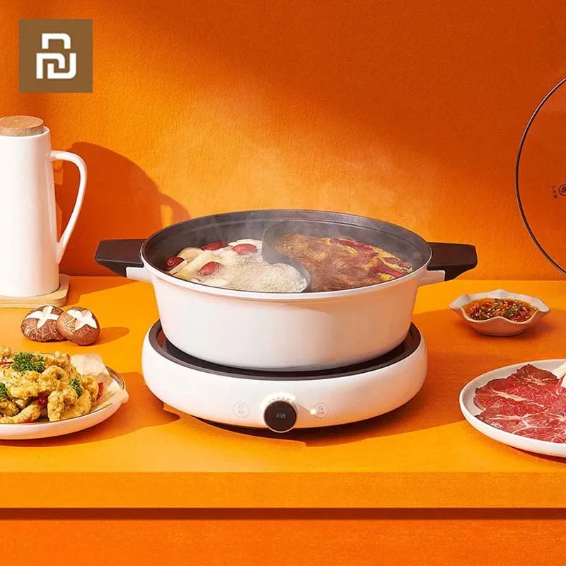 

Youpin Cooking Pot For Induction Cooker Mandarin Duck Two-flavor Hot Pot Stainless Steel Single-layer Hot Pot Kitchen Cooking 4L