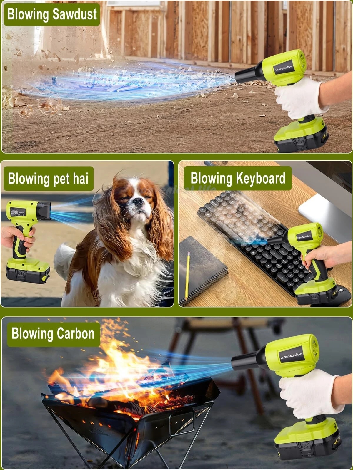 130000 RPM Brushless Motor Cordless Leaf Blower for Ryobi 18v Battery Jet Blower