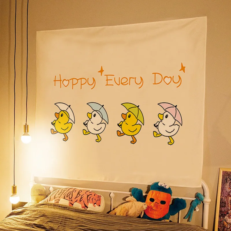 Cute cartoon duck tapestry wall hanging home bedroom dormitory room decoration wall covering background cloth tapestry decorations