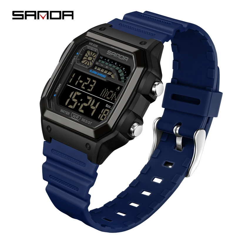 Men's Luxury Digital Wristwatch with Luminous Dial and Waterproof Features