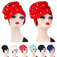 Muslim Women Flower Hat Indian Beanie Hair Loss Head Cover Beaded Turban Cancer Chemo Islamic Caps Headwear Ladies Hats New 2