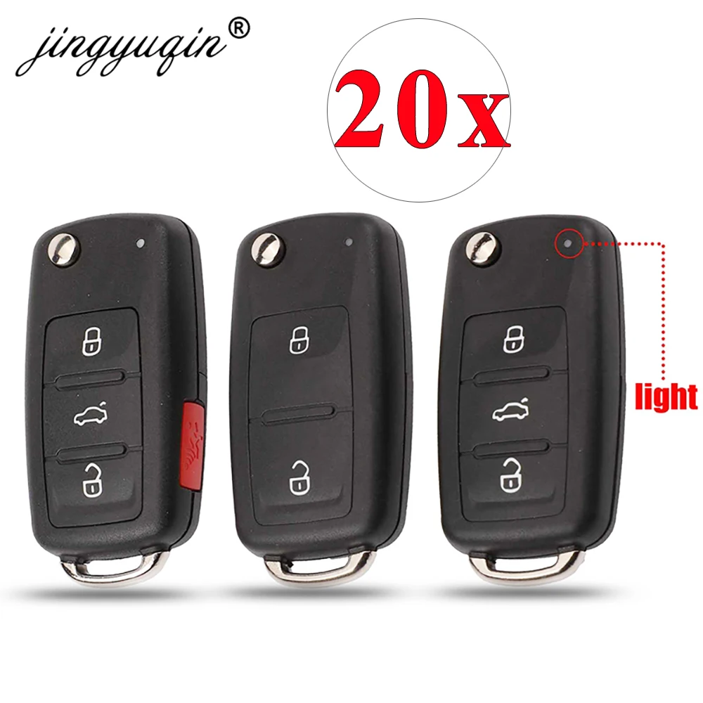 Jinyuqin 20 unids/lote Flip Key Case para el nuevo VW Transporter Polo GOLF 202AD 202H plegable mando a distancia Fob 2/3/4 botones