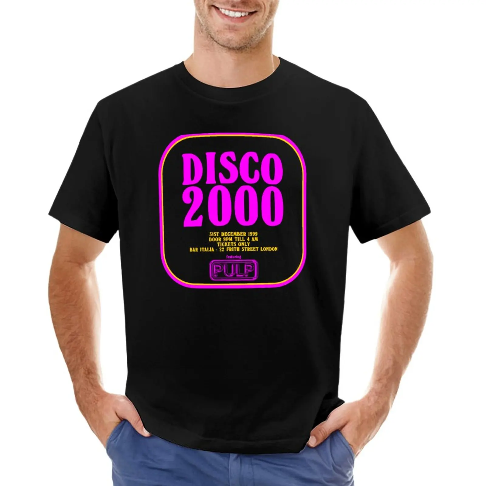Disco 2000 - Pulp - Pink And Yellow T-Shirt Plus Size T Shirts Graphic T Shirts Sweat Shirts, Men