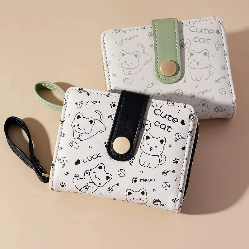 Japanese Cute Cat Girls Wallet Women ID Bank Card Holder