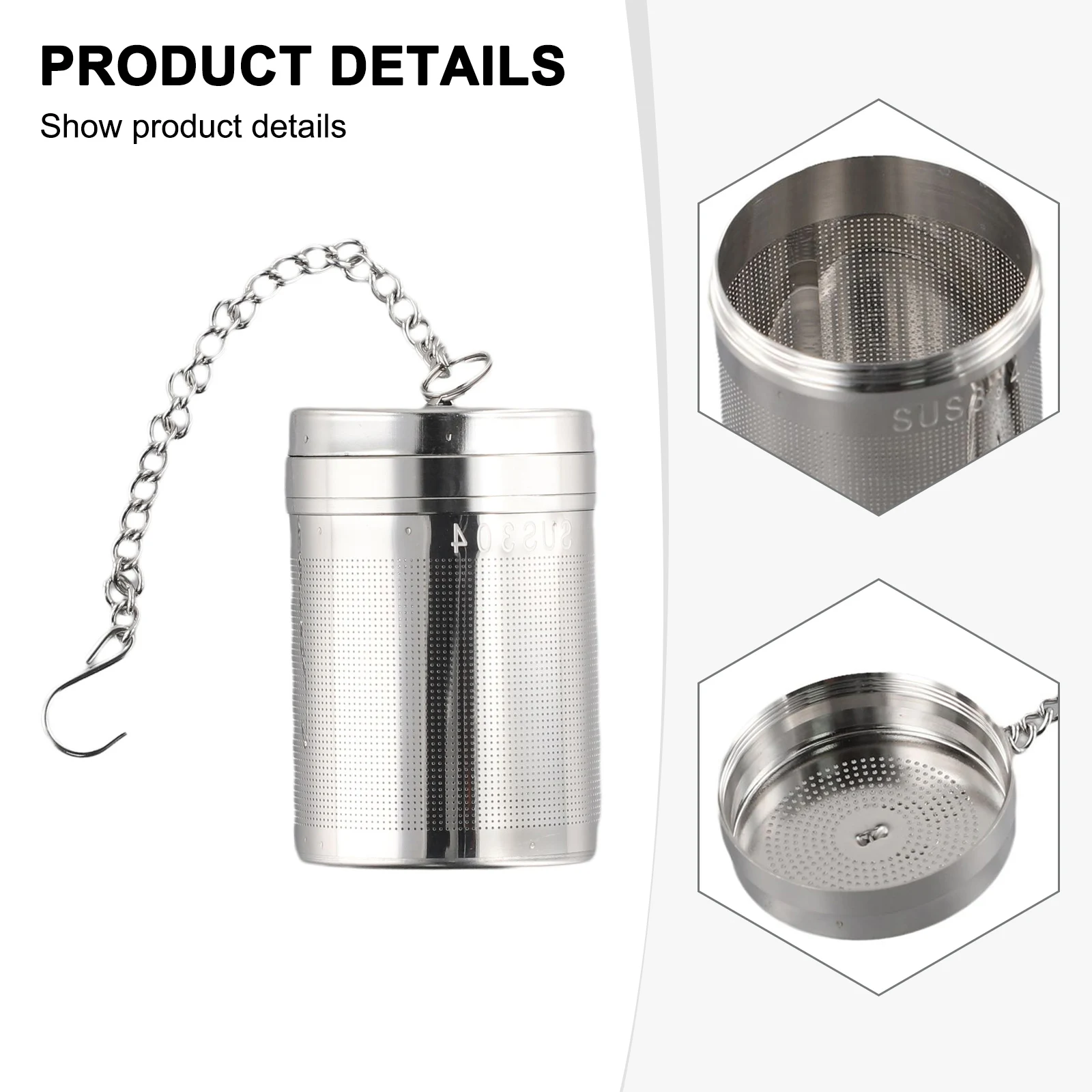 Description Picture 6 of item3 Size Stainless Steel Tea Infusers Locking Spice Leaf Tea Ball Strainer Mesh Tea Filter Home Kitchen Accessory Hanging Teapots