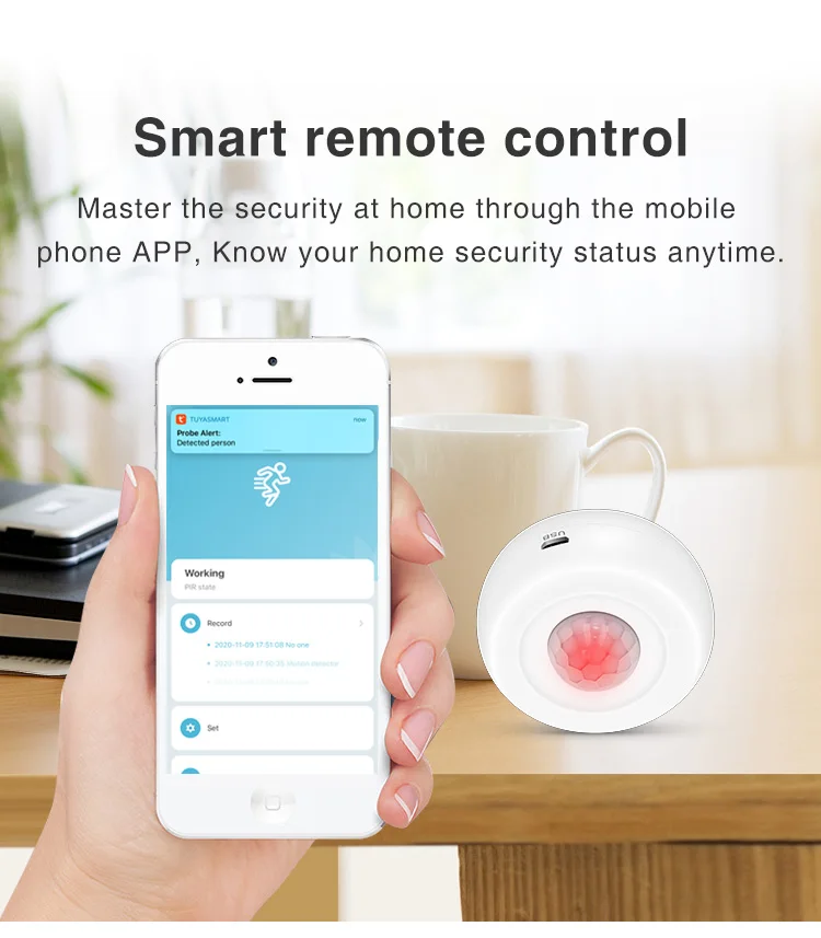 Tuya WiFi Smart PIR Motion Detection Sensor Security Burglar Alarm Sensor Smart