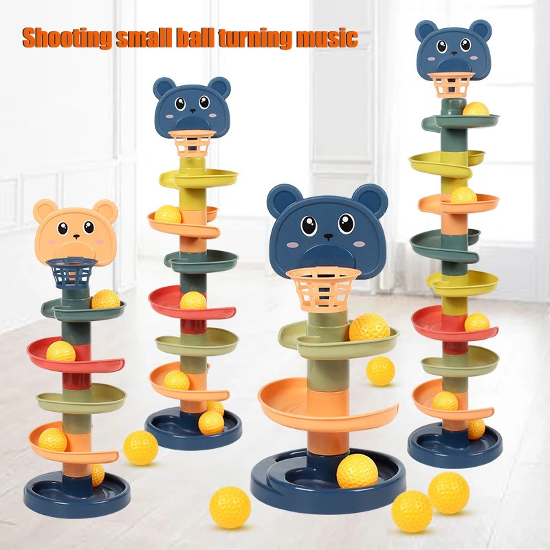 Montessori Kids Toys Rolling Ball Pile Tower Finger Skill Training Educational Game Rotating Stacking Track for +6 years old kid - Bilde 3