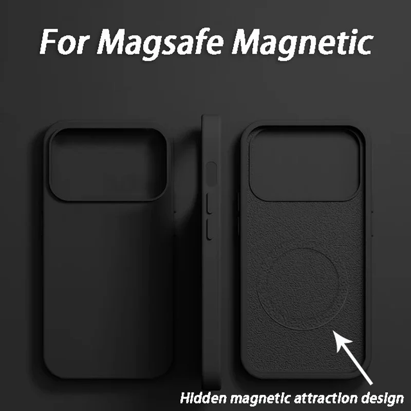 Luxury For Magsafe Wireless Charge Case For Apple iPhone 17 15 12 14 13 16 Pro Max Liquid Silicone Shockproof Protective Cases 2