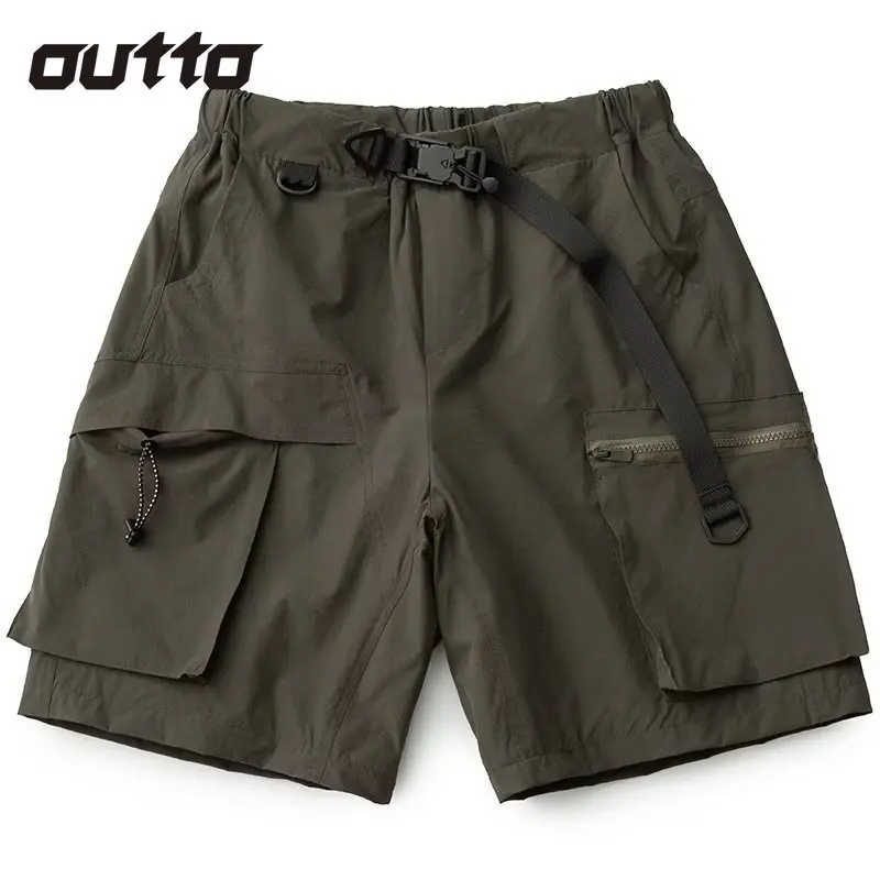Summer Multi-Pocket Quick Dry Shorts Men Ice Silk Breathable Cargo Pants Outdoor Camping Hiking Shorts Male Casual Sports Pants