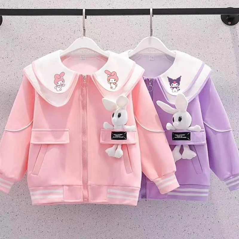 

Autumn Winter Kawaii My Melody Anime Sanrio Children Coat Cute Cartoon Kuromi Plush Doll Hoodie Clothes Lovely Toys for Kids