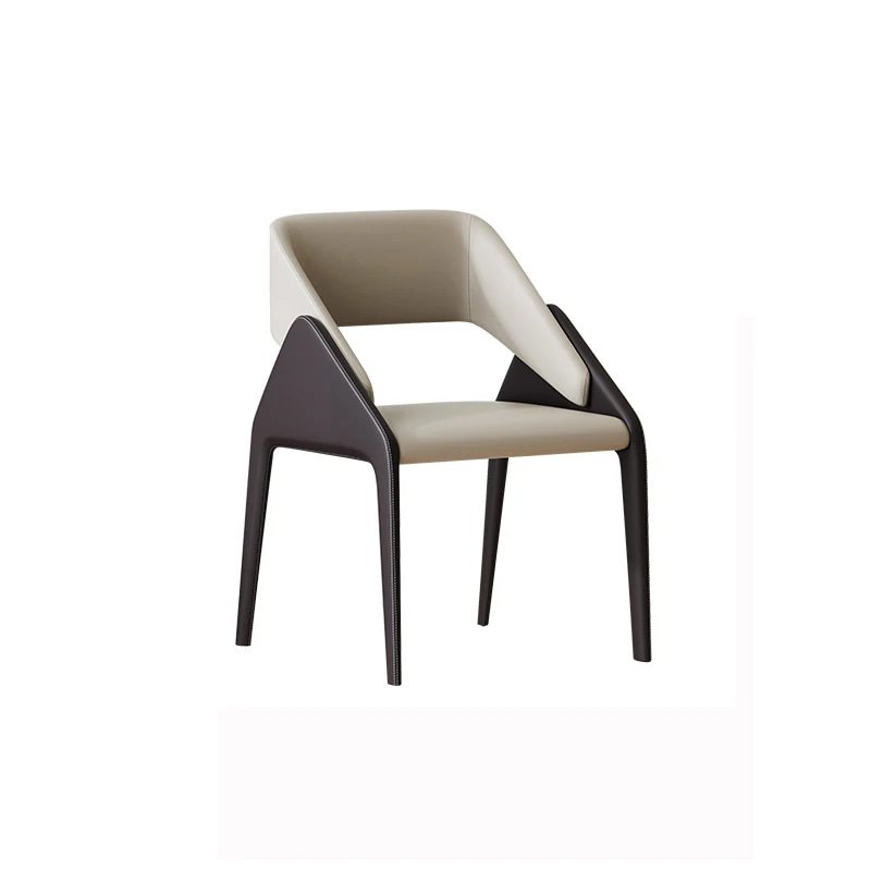 

HXL Italian Nordic Style Saddle Leather Dining Chair Household Restaurant Simple Armchair Sub-Book Desks and Chairs