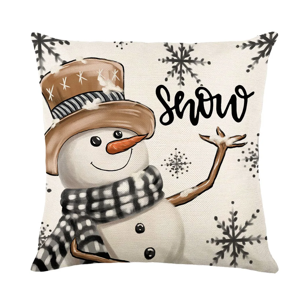 

Christmas Pillowcase Linen Back Cushion Cover Sofa Pillow Cover Snow Man Elk Pillowcase Nordic Style Pillow Case Christmas Gifts