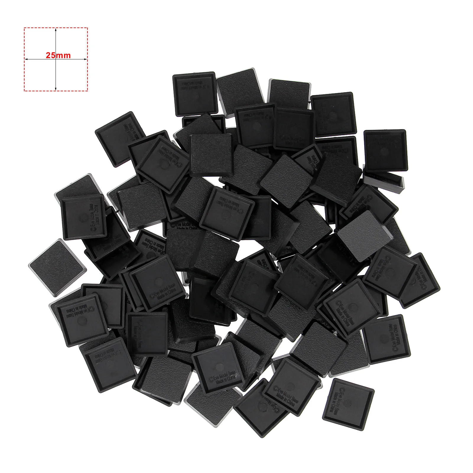 100Pcs 25Mm Basi Quadrate Nere In Plastica In Miniatura 25Mm Base Modello Per Warhammer Wargames