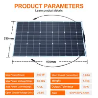 Kit de panneaux solaires et panneaux solaires flexibles 300w 200w 100w, module de chargeur de batterie haute efficacité 12v 24v 3