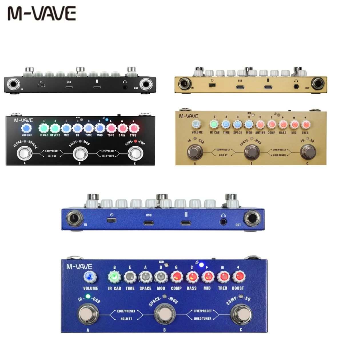 Effettore Chitarra M-VAVE: Multi-effetto Digitale Portatile Con 36 Preset, Batteria Integrata 3000 MAh, Perfetto Per Live E Studio