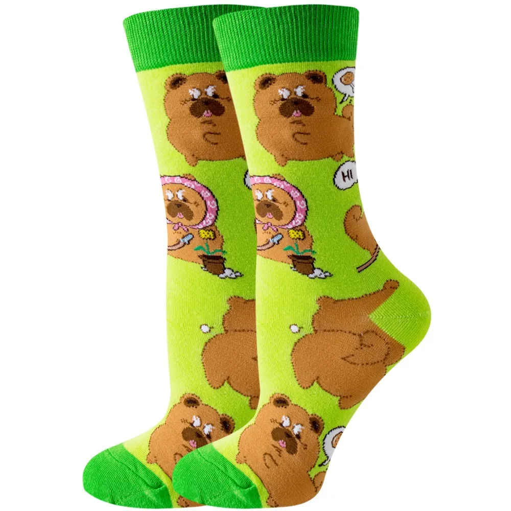 Vibrant Happy Socks - Colorful & Playful Animal Cartoon Design