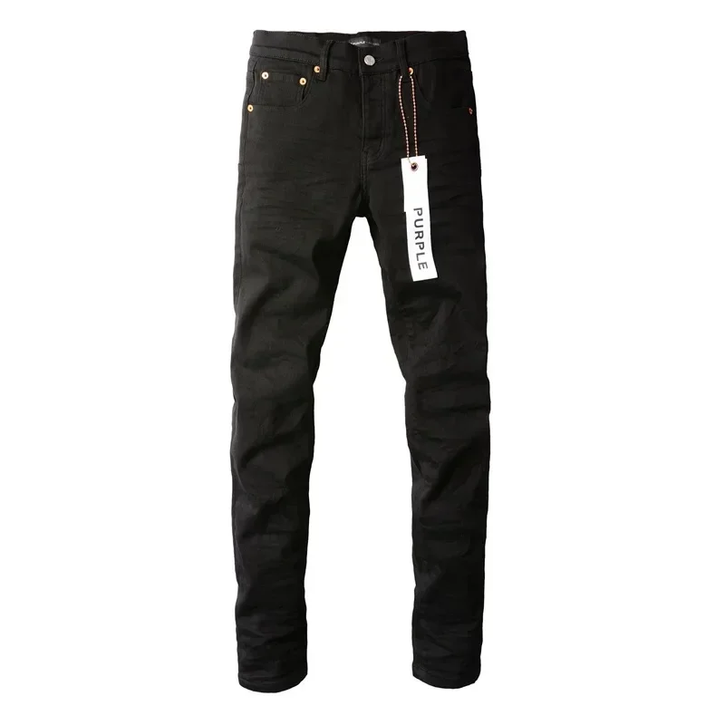 Purple Jeans American High Street Black Pleated Basic Model 2024 New Fashion Trend High Quality Jeans 2