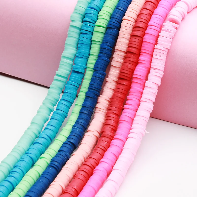 4/6mm Flache Runde Polymer Clay Perlen Chip Disk Lose Spacer Handgemachte Boho Slice Perlen DIY Schmuckherstellung Armbänder 350 Stk./Strang – Detail 5