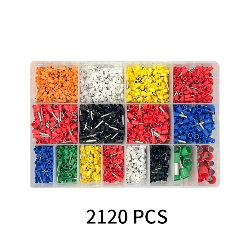 

2120PCS VE Tubular Ferrules Crimp Terminal Block Cord End Electrical Wire Connector Crimping Terminals Boxed