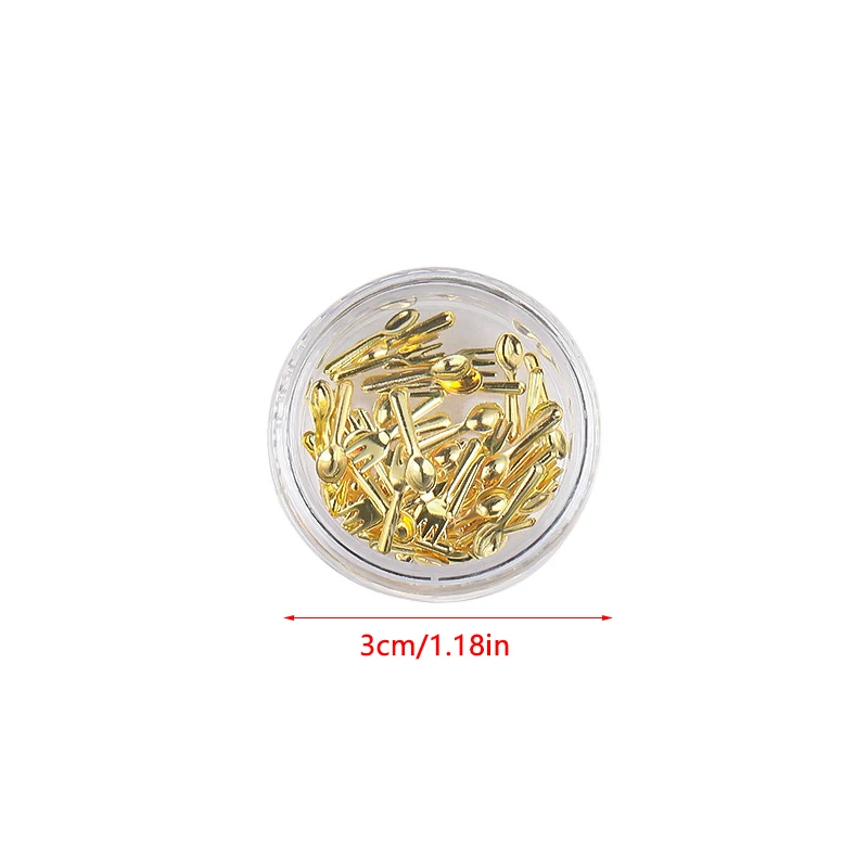 50Pcs Mixed Ins Niche Tableware Series Spoon Fork Nail 3D Metal Nail Mold Nail Decorations DIY Nail Art Charm Accessories 6