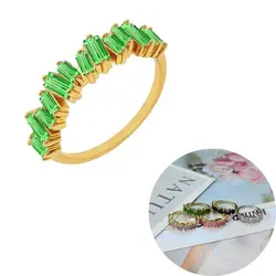 24K Gold Plated Crystal Turquoise Ring - Luxurious Engagement & Anniversary Gift - 8 (LN0536 - green)