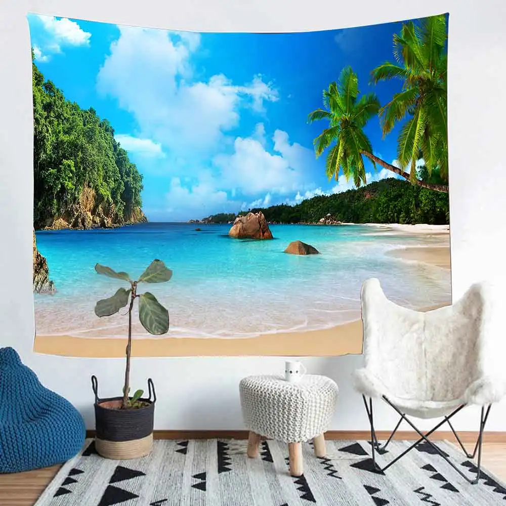 

Летняя Пляжная Гобеленовая подводная Гобеленовая ткань с тропическими рыбками, животными, настенные гобелены для гостиной, спальни, домашний декор