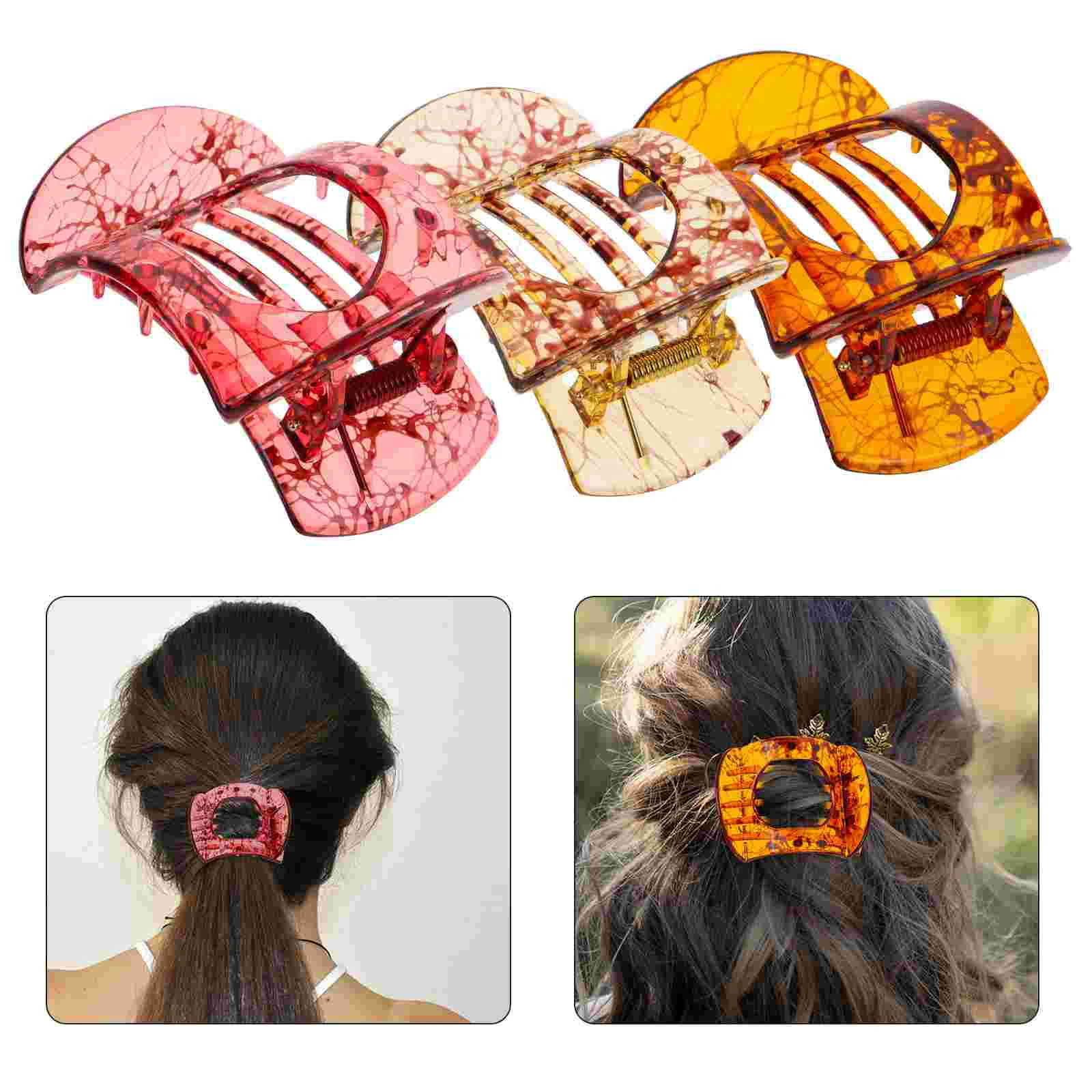 3 Pcs Arch-shaped Hairpin Claw Clips Small Barrettes for Women Accessories Horizontal