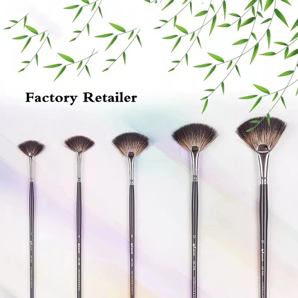 ArtSecret 1-5 PCS 수채화 팬 브러쉬 아크릴 구아슈 용 부드러운 천연 헤어 아트 브러쉬 아티스트 용 나무 손잡이 페인팅 브러쉬