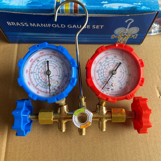 Manómetro de presión, refrigerante de aire acondicionado, manómetro de  manómetro de recarga apto para R410A R22 R134A R404A.
