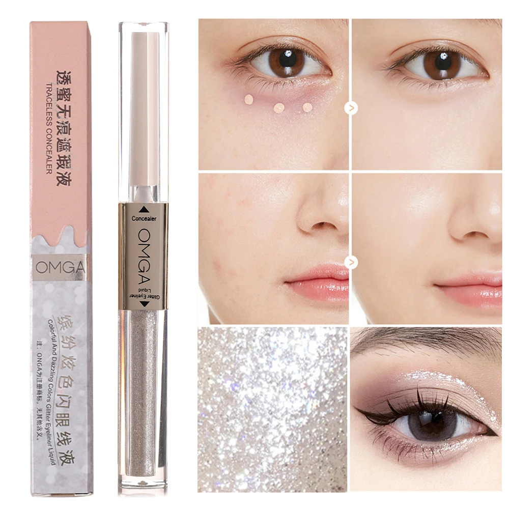 

Waterproof Liquid Eyeshadow Primer Eyes Concealer Makeup Long Lasting Glitter Liquid Eyeshadow Double Head Eyeshadow Cosmetics