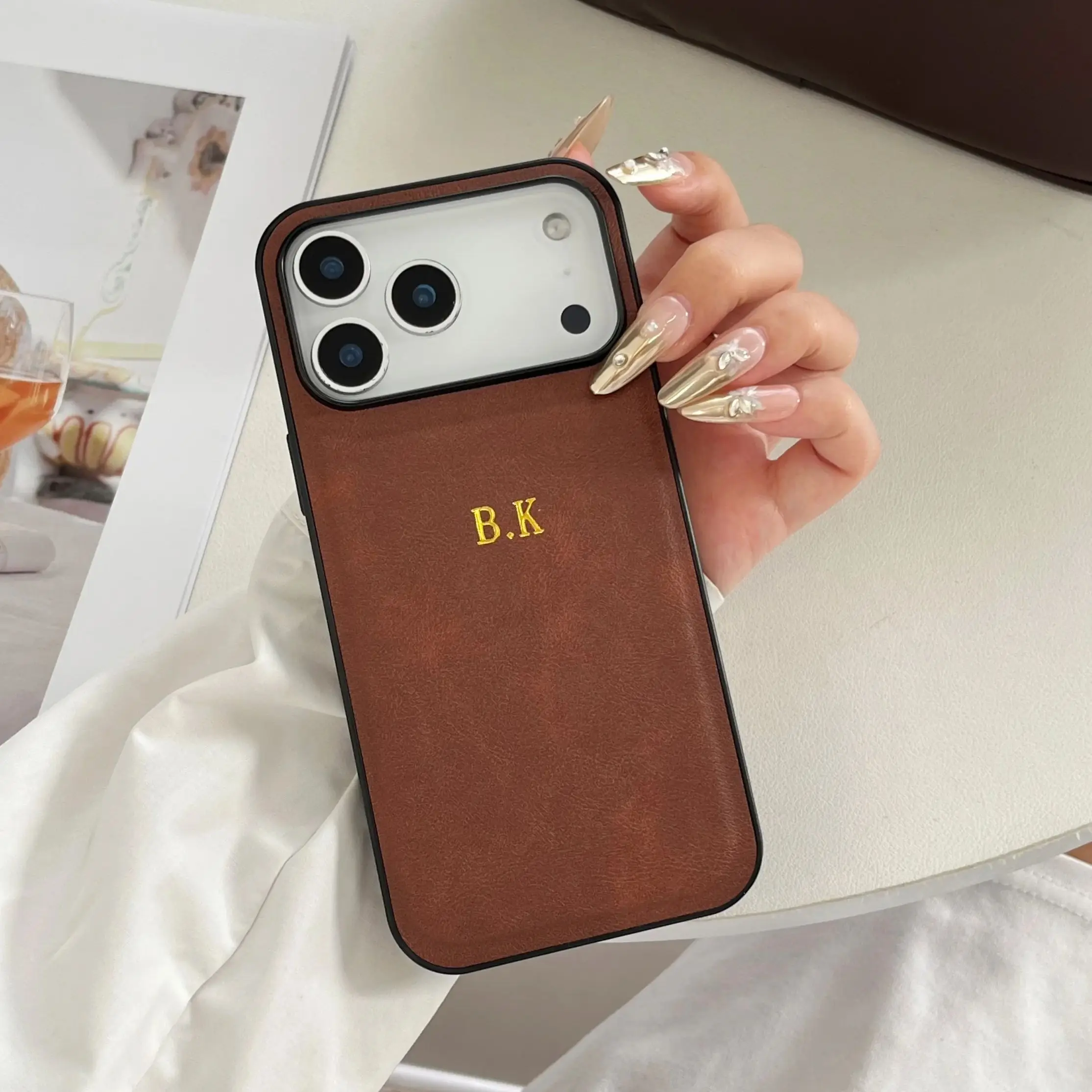Personalized Custom Name 3D Hot Gold Foil Embossed Business Faux thumbnail 11