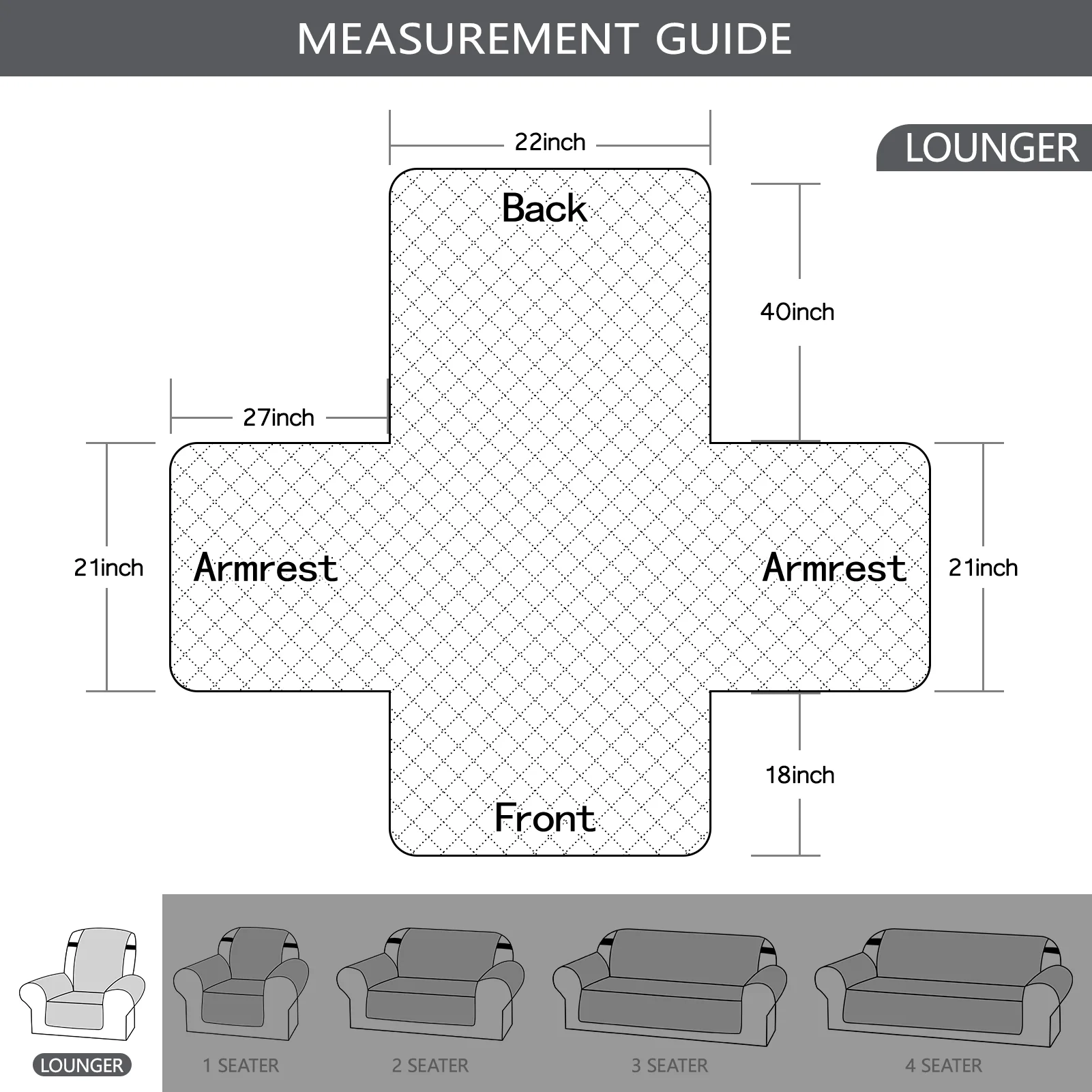 Reversible Quilted Recliner Cover Waterproof Nonslip Chair Slipcovers with Elastic Straps and Pockets for Living Room Pets Kids 6